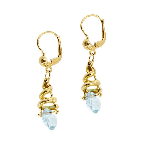 Boucles d'oreilles Boucles d’oreilles pendantes spirales en or jaune 18 carats et topazes 58 Facettes 36558