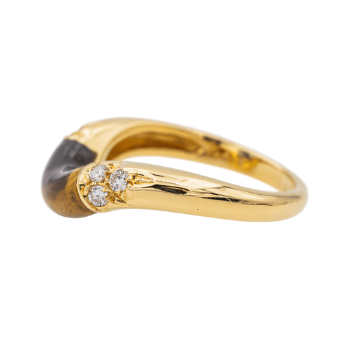 Bague 52 Cartier - Bague en or jaune sertie d’œil de tigre et diamants 58 Facettes 3662247RV