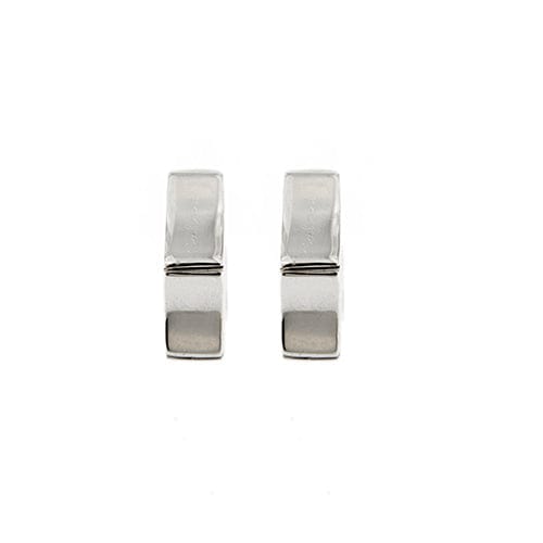 Boucles d'oreilles Salvini - Boucles d’oreilles créoles hexagonales en or blanc 18 ct et diamants 58 Facettes 36633