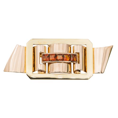 Broche Broche Tank en or jaune et rose 18 carats sertie de citrines 58 Facettes 3670085CN