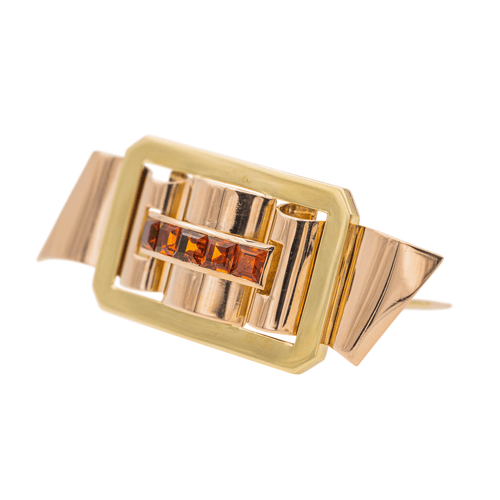 Broche Broche Tank en or jaune et rose 18 carats sertie de citrines 58 Facettes 3670085CN