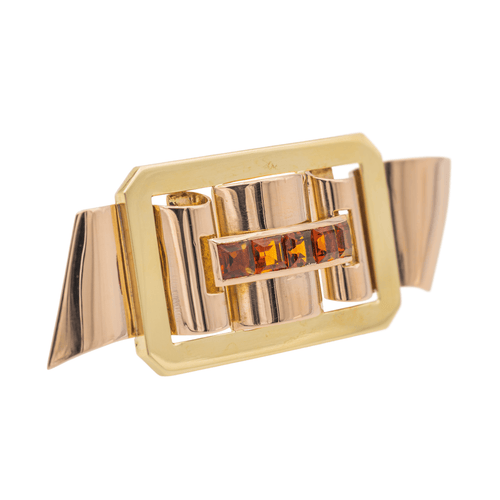 Broche Broche Tank en or jaune et rose 18 carats sertie de citrines 58 Facettes 3670085CN