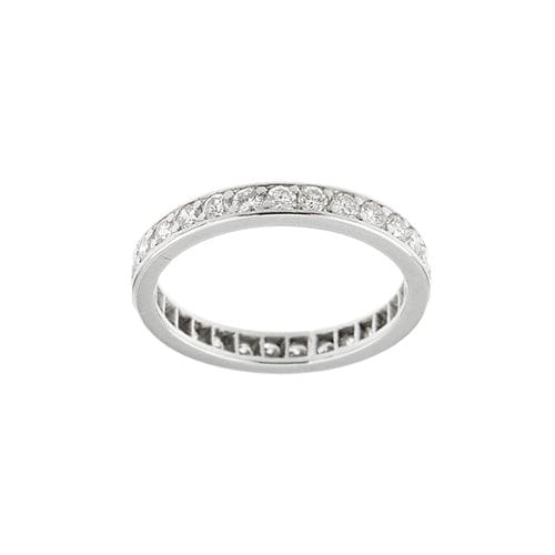 Bague 51 Bague alliance éternité - Diamants taille brillant en or blanc 18 carats 58 Facettes 36705
