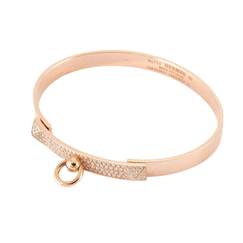Bracelet HERMES - Bracelet modèle Collier de chien Or rose Diamants 58 Facettes