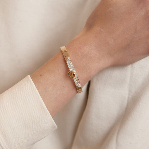 Collier HERMES - Bracelet modèle Collier de chien Or rose Diamants 58 Facettes