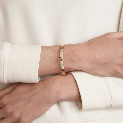 Bracelet HERMES - Bracelet modèle Collier de chien Or rose Diamants 58 Facettes