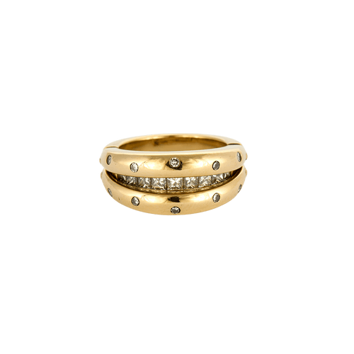 Bague 53 Bague Versatile double jonc en or jaune 18k et diamants 58 Facettes BO/240025