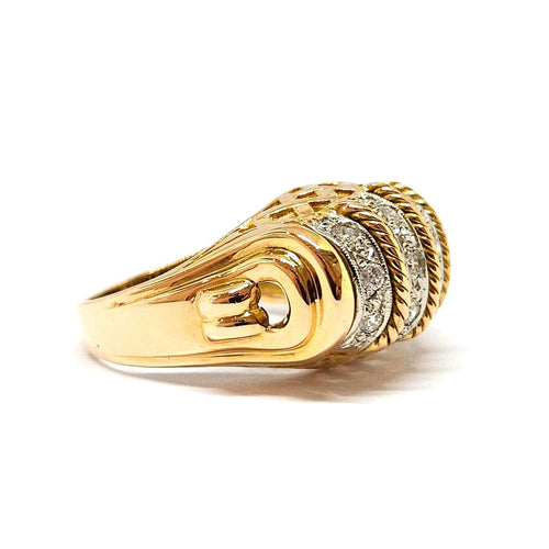 Bague 52 Bague ancienne diamants or jaune 58 Facettes