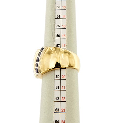 Bague Bague jonc bombée en or jaune et or blanc 18 ct avec saphirs 58 Facettes 37051