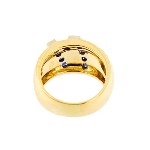 Bague Bague jonc bombée en or jaune et or blanc 18 ct avec saphirs 58 Facettes 37051