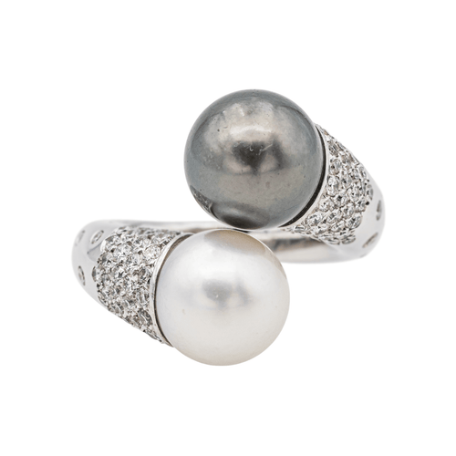 Bague 51 Bague toi et moi en or blanc 18 carats, perles et diamants 58 Facettes 3726307CN