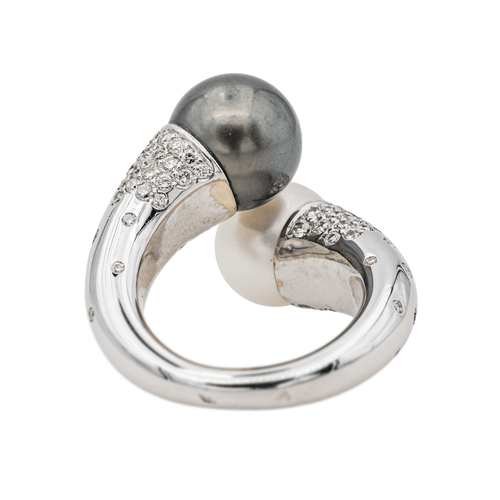 Bague 51 Bague toi et moi en or blanc 18 carats, perles et diamants 58 Facettes 3726307CN