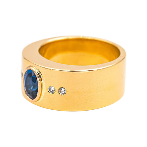 Bague 56 Bague en or jaune 18 carats avec saphir ovale et diamants 58 Facettes 3726308CN