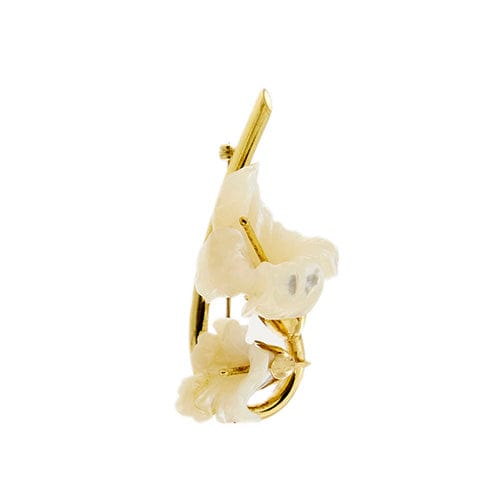 Broche Spilla fleur en or jaune 18 carats et nacre 58 Facettes 37277