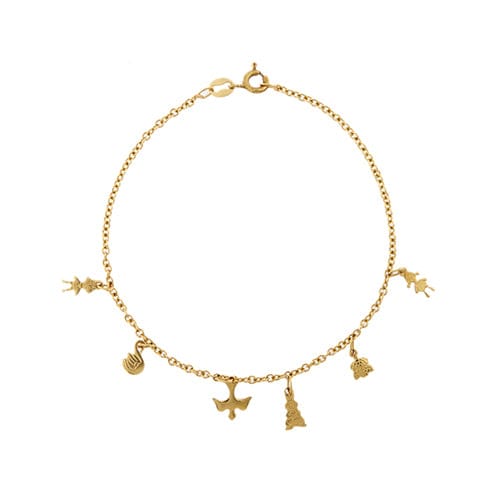 Bracelet Bracelet à charms - Maille forçat en or jaune 18 kt 58 Facettes 37291