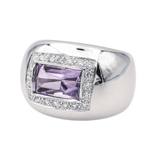Bague 51 Poiray Thessalie - Bague en or blanc avec améthyste et diamants 58 Facettes 3729462CN