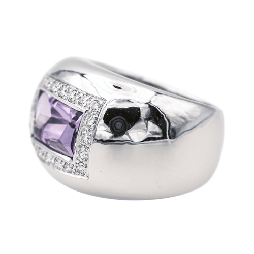 Bague 51 Poiray Thessalie - Bague en or blanc avec améthyste et diamants 58 Facettes 3729462CN