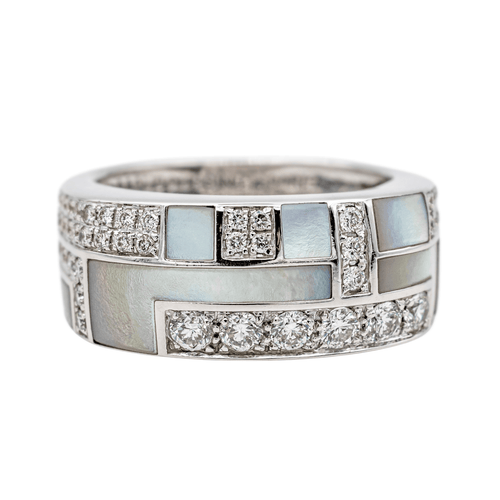 Bague 55 Mauboussin Belle de jour - Bague en or blanc avec nacre et diamants 58 Facettes 3745690RV