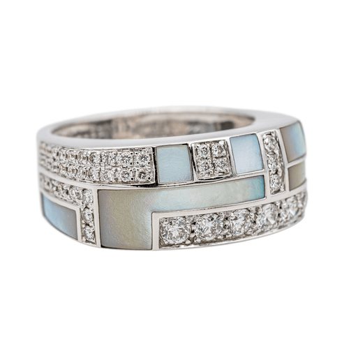 Bague 55 Mauboussin Belle de jour - Bague en or blanc avec nacre et diamants 58 Facettes 3745690RV