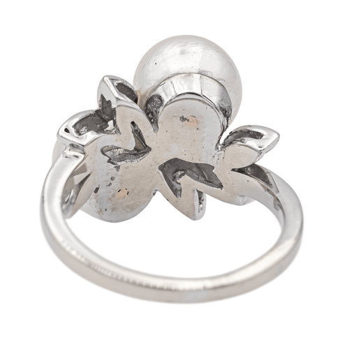 Bague 48 Bague en or blanc 18 carats avec perles et diamants 58 Facettes 3746805CN