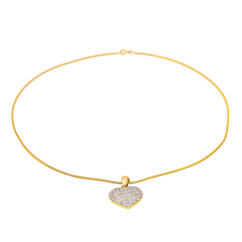 Collier Collier cœur en or jaune 18 carats et diamants 58 Facettes 3754273CN