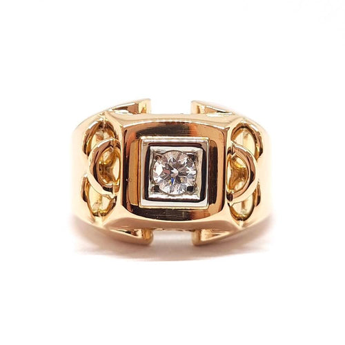 Bague 51 Bague Tank diamant or jaune 58 Facettes