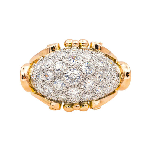 Bague 59 Bague rétro en or rose 18 carats et platine pavée de diamants 58 Facettes 3779437CN