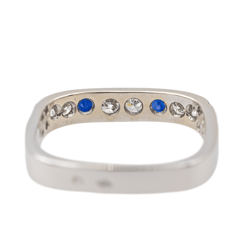 Bague 57 Bague carrée en or blanc 18 carats avec diamants et saphirs 58 Facettes 3789785CN