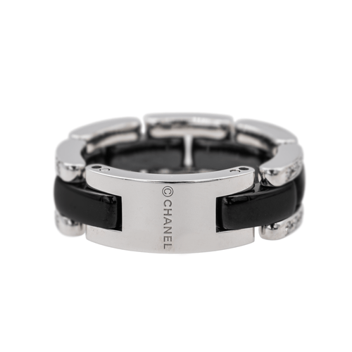 Bague 56 Chanel Ultra - Bague petit modèle en or blanc et céramique, diamants 58 Facettes 3798298RV
