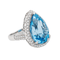 Bague 51.5 Bague cocktail en or blanc avec topaze bleue et diamants 58 Facettes 3798774CN