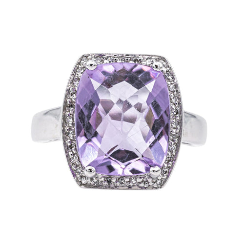 Bague 53 Bague en or blanc 18 carats avec améthyste et diamants 58 Facettes 3804082CN
