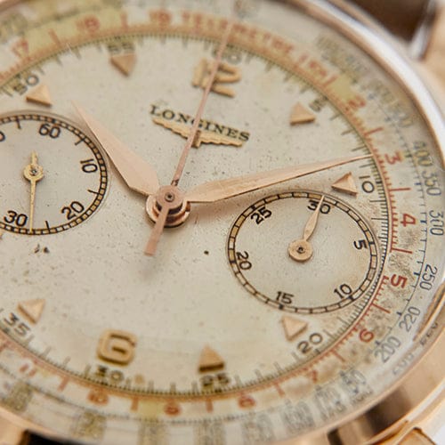 Montre Longines - Montre chronographe vintage en or rose 18 ct 58 Facettes 38045