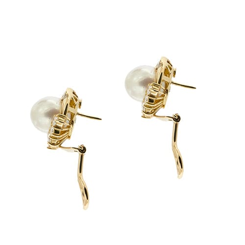 Boucles d'oreilles Boucles d’oreilles à puce - Perles d’eau salée et diamants en or jaune 18 kt 58 Facettes 38271