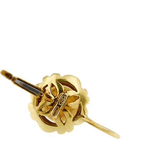 Boucles d'oreilles Boucles d’oreilles fleur en or jaune 18 ct et perles 58 Facettes 38383