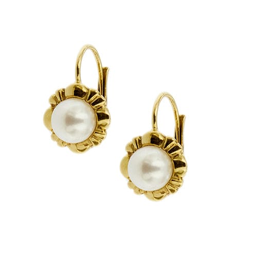 Boucles d'oreilles Boucles d’oreilles fleur en or jaune 18 ct et perles 58 Facettes 38383