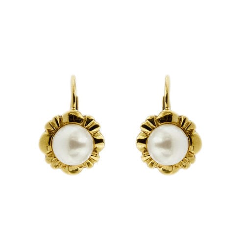 Boucles d'oreilles Boucles d’oreilles fleur en or jaune 18 ct et perles 58 Facettes 38383