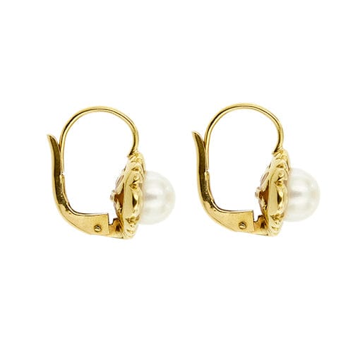 Boucles d'oreilles Boucles d’oreilles fleur en or jaune 18 ct et perles 58 Facettes 38383
