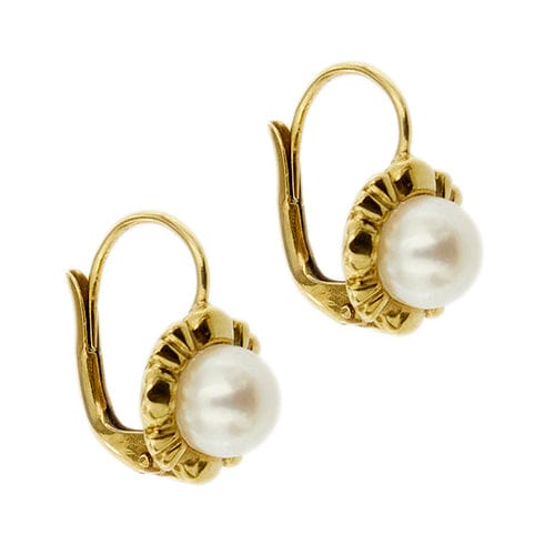Boucles d'oreilles Boucles d’oreilles fleur en or jaune 18 ct et perles 58 Facettes 38383