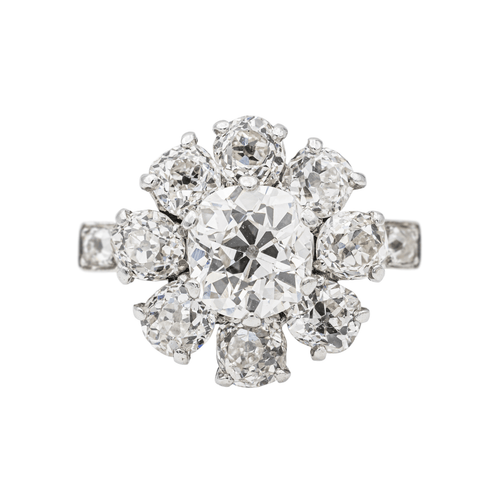 Bague 60 Bague marguerite en platine 950 sertie de diamants taille ancienne 58 Facettes 3841379RV