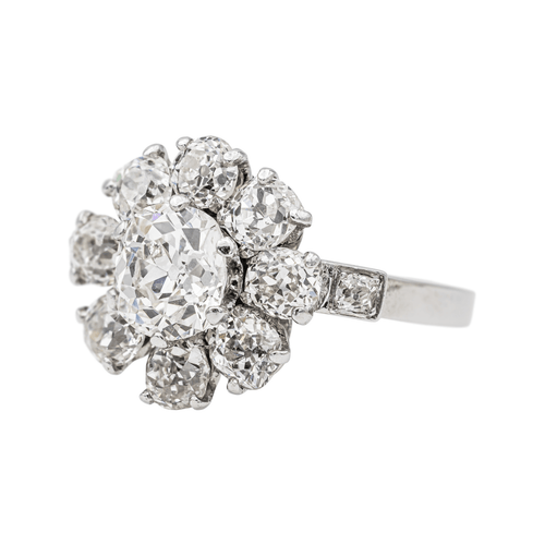 Bague 60 Bague marguerite en platine 950 sertie de diamants taille ancienne 58 Facettes 3841379RV