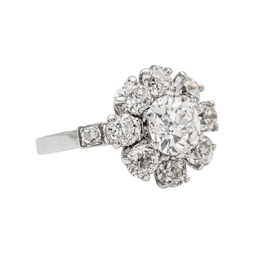 Bague 60 Bague marguerite en platine 950 sertie de diamants taille ancienne 58 Facettes 3841379RV
