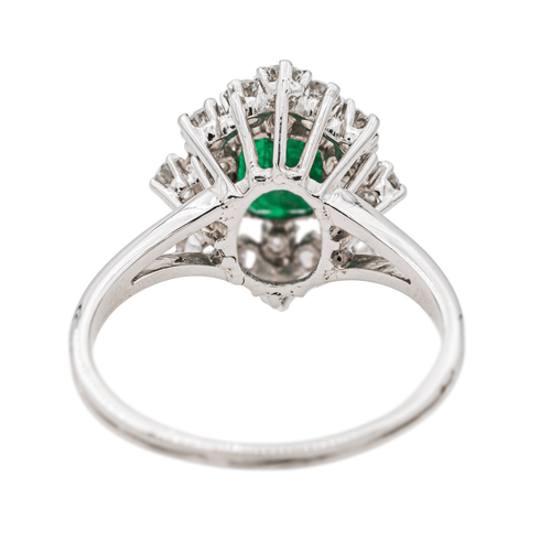 Bague 60 Bague Pompadour en or blanc avec émeraude et diamants 58 Facettes 3841380RV