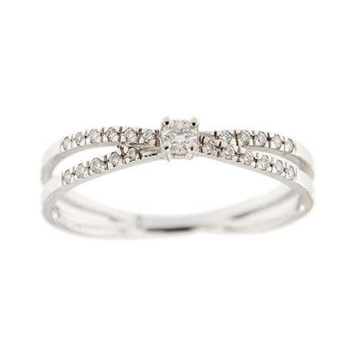Bague 55 Mauboussin Al bivio - Bague double anneau en or blanc 18 carats et diamants 58 Facettes 38611