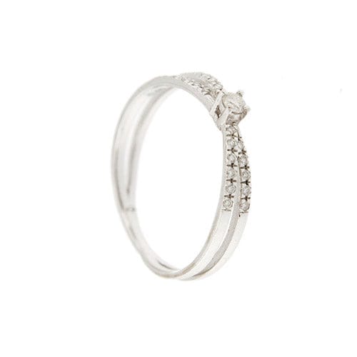 Bague 55 Mauboussin Al bivio - Bague double anneau en or blanc 18 carats et diamants 58 Facettes 38611