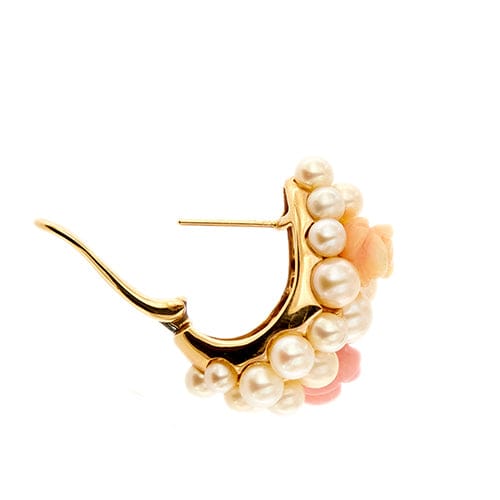 Boucles d'oreilles MIMI - Boucles d’oreilles loup en or rose 18 ct perles et corail 58 Facettes 38665