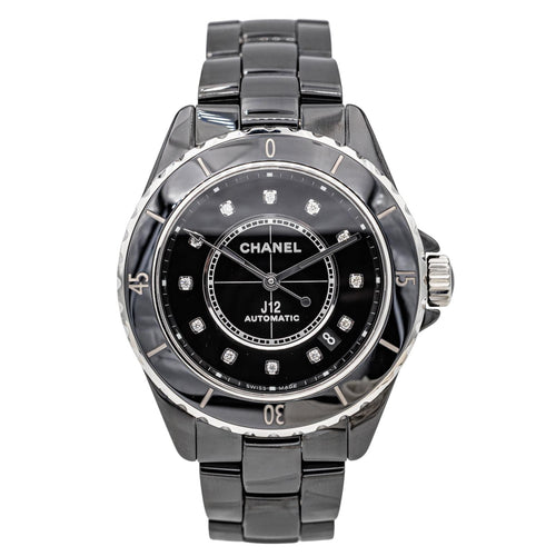 Montre Chanel J12 - Montre en céramique noire à index diamants 58 Facettes 3883328CN