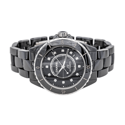 Montre Chanel J12 - Montre en céramique noire à index diamants 58 Facettes 3883328CN