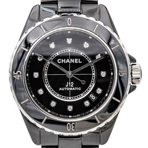 Montre Chanel J12 - Montre en céramique noire à index diamants 58 Facettes 3883328CN