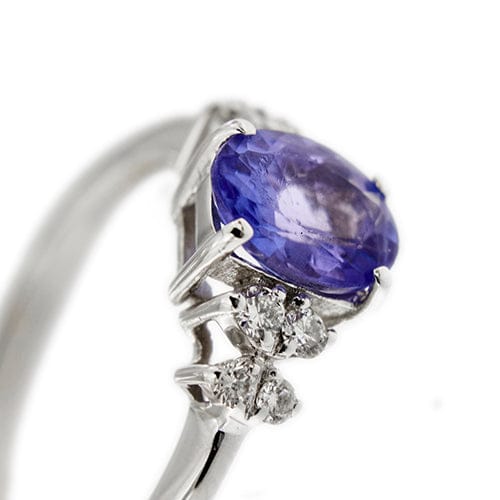 Bague Bague en or blanc 18 ct avec tanzanite et diamants 58 Facettes 38890