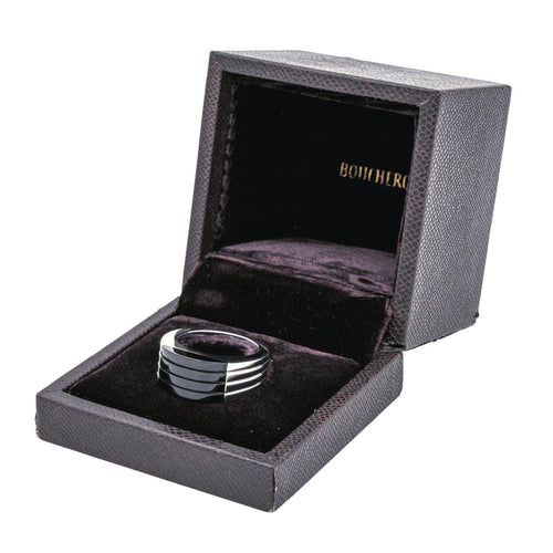 Bague 60 Boucheron Godron - Bague en or blanc et onyx 58 Facettes 3904034CN